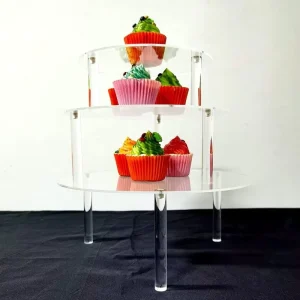 Food Grade Round Acrylic Cake Stand Detachable Multi Tier Display Fixture for Bakery Supermarket Buyers