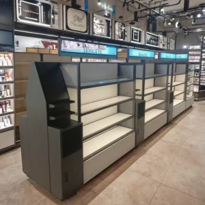For Double-Sided Steel Grocery & Cosmetic Display Stand For Store Use Light Duty Metal Shelves For Makeup Items