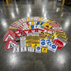 Forklift Safety Warning Sign Heavy Duty Aluminum OSHA ANSI Compliant Engineer Grade Reflective Aisle Way Racking Safety Signage
