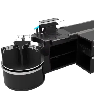 Foshan Factory Supermarket Checkout Counter with Bag Holders