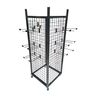 Four Sides Hanging Retail Display Rack with Wheels