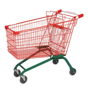 Four Wheels Metal Mesh Wire European Style Supermarket Trolleys