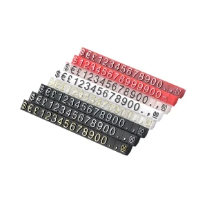 Free Standing Plastic Arabic Number Price Display Stand Counter Store Sign Holders Tag Watch Display Cube Customizable Sticker