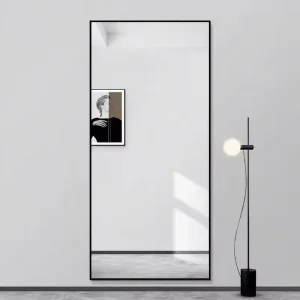 Full Length Aluminum Alloy Framed Standing Floor Dressing Mirror Home Decor Elegant Traditional Durable Glass