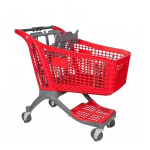 Full Plastic Rolling Push Supermarket Cart Shopping Trolley