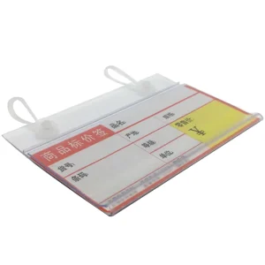 GQ 01 Transparent Plastic Profile Supermarket Listing Label Card Shelf Price Diagonal Cage Double Ear Hanging Tag 80x55mm