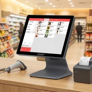 GSAN All in One 15 Inch Touch POS System Point of Sale Cash Register Machine for Supermarket Business Solutions