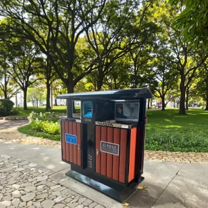 Garbage Can Metal Galvanized Trash Can Cover Ashtray Storage Bucket PVC Wood Plastic Outdoor Recycling Bin For Street