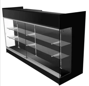 Glass Showecase Cash Table with LED Light Tobacco Shops Checkout Counter Wooden Cashier Counter