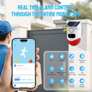 Glomarket Tuya Smart Wifi Outdoor Solar Infrared Alarm Siren Intelligent Night Recognition Waterproof Security Alarm Systems