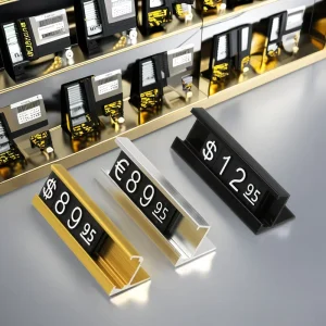 Gold Aluminum Alloy Tag Holder Pricing Cube for Jewelry Display in Sunglass Stores for Earrings Bracelets Necklaces Stickers
