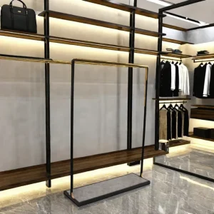 Gold Black Stainless Steel Modern Foldable Eco Friendly Display Rack Spray Painted Finish Carton Packed Clothing Shopping Mall