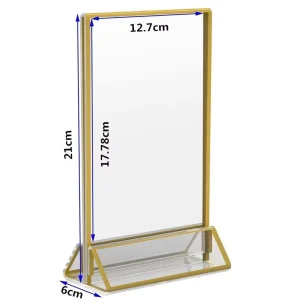 Gold Frame Acrylic Price Tag Stand Desktop Display Holder for Menu Recipe Card & Photo