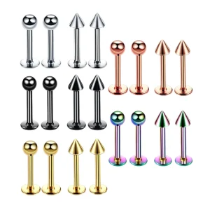 Gold Plated Earrings Zircon Cone Ball Shape Pierced Ear Lip Labret Helix Back Tragus Cartilage for Gifts
