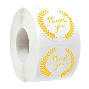 Gold Stamping Thank You Stickers RTS 500PCS Per Roll 1in 25mm Custom Stickers Waterproof Vinyl Stickers