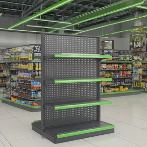 Gondola Metal Double-Sided Light Duty Display Shelf Racks For CVS Stores Supermarket Shelving