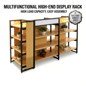 Gondola Shelving Wooden Shelves Grocery Convenience Store Display Racks Shelves Store Supermarket Metallic Shelves
