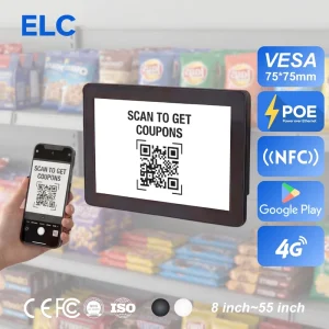 Grocery Store 10.1 Inch POE Android Digital Signage For Shelf Edge Promotion And QR Code Coupon Scanner Touch Screen Display
