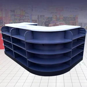 Grocery Store Cashier Table Supermarket Checkout Counter with Display