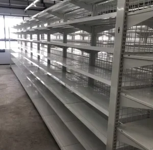 Grocery Store Shelving for Metal Mesh Supermarket Display Shelving Gondola