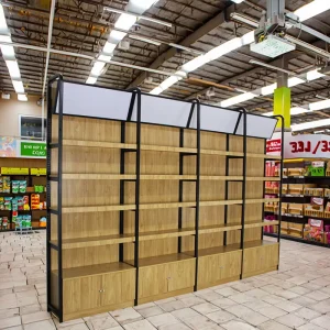 GuJiu Metal Double sided Light Duty Freestanding Supermarket Gondola Shelving Racks Solid Shelf Epoxy Powder Coating Quick