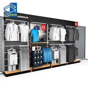 Guangzhou Gold Plated Clothing Display Racks Fashion Ladies Cloth Shop Interior Design Ideas Garment Boutique Shop Fitting