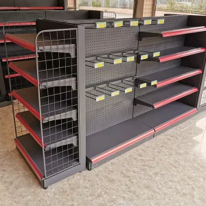 Guichang OEM Supermarket Rack Commodity Shelf 4 6 Layers Black White Single Sided Double Sided Display Stand For Grocery