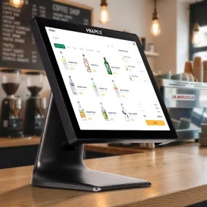 HBAPOS 15” Single Screen Capacitive Touch Screen Cash Register Point of Sale System for Coffee Shops