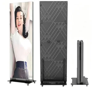 HD Foldable Mirror LED Display Stand Totem Free Standing Indoor P1.86 GOB Poster Screen HDR10 600CD Brightness Warranty