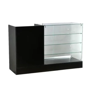 HIKUYA Custom Frameless Glass Display Case Glass Showcase with Cash Register Stand Multifunctional Checkout Counter