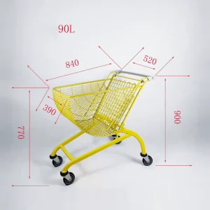 Hand Push Supermarket Metal Trolley Shopping Carts 4 Wheels