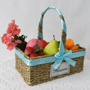 Hand Woven Elegant Flower Basket Mother’s Day Gift Flower Arrangement Gathering Basket Garden Ornaments Flower Baskets