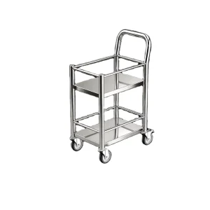 Heavy Duty 2 Tier Stainless Steel Utility Cart with TPR Mute Wheels for Shopping