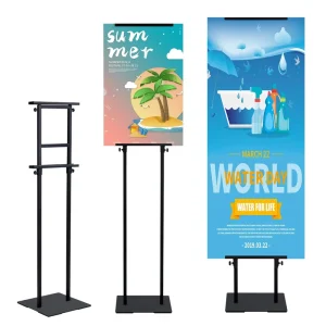 Heavy Duty Adjustable Pedestal Sign Stand With Non Slip Mat Base For Store Retail Display Trade Shows Exhibitions
