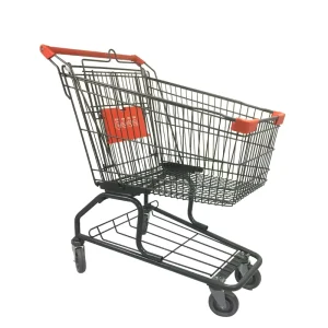 Heavy Duty American Style Supermarket Shopping Cart Wire Grocery Trolley with Lower Tray