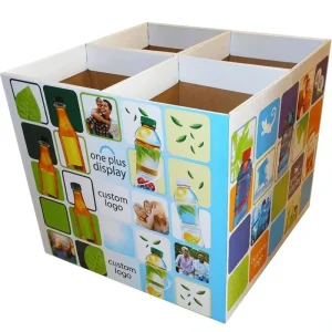 Heavy Duty Cardboard Dump Bin Display Divided Corrugated Paper Storage Bins for Supermarket Retail Food Chips Promotion