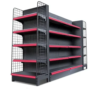 Heavy Duty Cold rolled Steel Supermarket Gondola Shelving Metal Display Rack Supermarket Shelves for Store