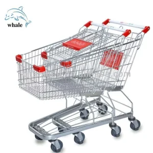 Heavy Duty Collapsible 4 Wheels Foldable Supermarket Chrome Grocery Shopping Cart