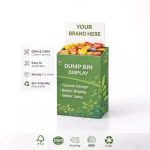 Heavy Duty Custom Printed Corrugated Supermarket Retail Store Recyclable UV Printing Cardboard Dump Bin Display