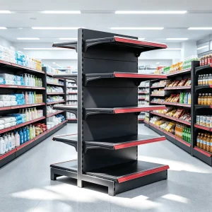 Heavy Duty Customized Supermarket Gondola Shelving System Metal Retail Display Rack with Adjustable Back Panel