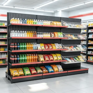 Heavy Duty Double Sided Metal Gondola Shelving System Freestanding Retail Display Rack for Supermarket Store Fixtures