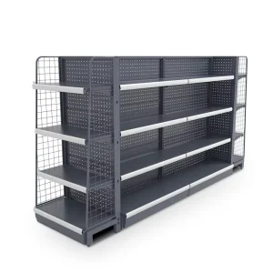 Heavy Duty Double Sided Supermarket Rack Metallic Grocery Shelf for Store Display