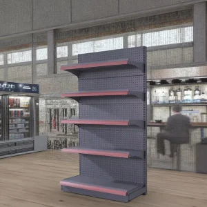 Heavy-Duty Gondola Shelving for Supermarket and Grocery Store Metallic Rack