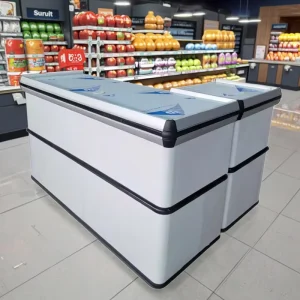 Heavy Duty Iron Frame PU Wheels Checkout Counter with Quick Installation for Supermarkets Retail Stores