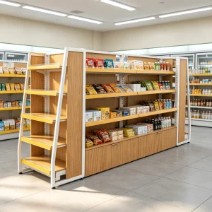 Heavy Duty Metal Perforated Gondola Shelving System Retail Display Rack for Supermarket Store Fixtures