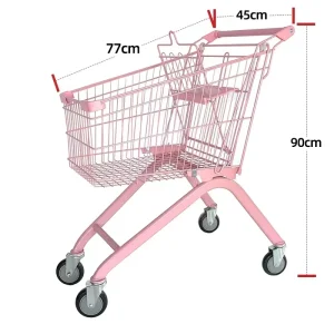 Heavy Duty Metal Platform Mesh Shopping Cart with Four-Wheel for Supermarket Use