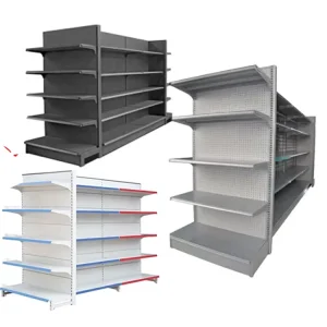 Heavy Duty Metallic Gondola Shelving for Supermarket Wall Side Advertising Display Rack for Bread