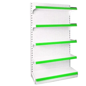 Heavy Duty Metallic Supermarket Rack with Double Sided Shelves for Retail Stores