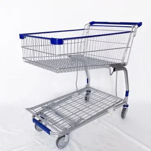 Heavy Duty Metro Hypermarket Trolley 2 tier Steel Shopping Trolley Cart