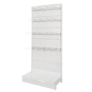 Heavy Duty Modern Gondola Perforated Back Panel Metal Wall Mounted Display Rack Hooks 5 Shelves 50-100kg Capacity Single Side